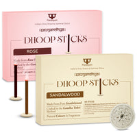 Paraayan Dhoop Sticks Pack of 2 (Sandalwood and Rose) I 80 Long Sticks I No Bamboo I No Charcoal I Puja Dhoop Sticks with Dharma Rath Chakra Dhoop Stand