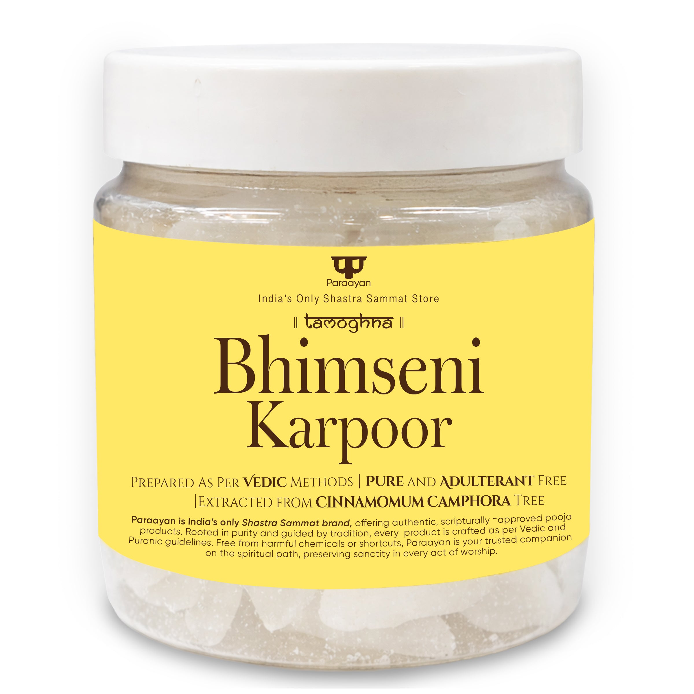 Paraayan Shuddh Bhimseni Karpoor for Pooja 100g | Premium Natural Camphor for Hawan, Aarti, Deepak Lighting &amp; Spiritual Energy