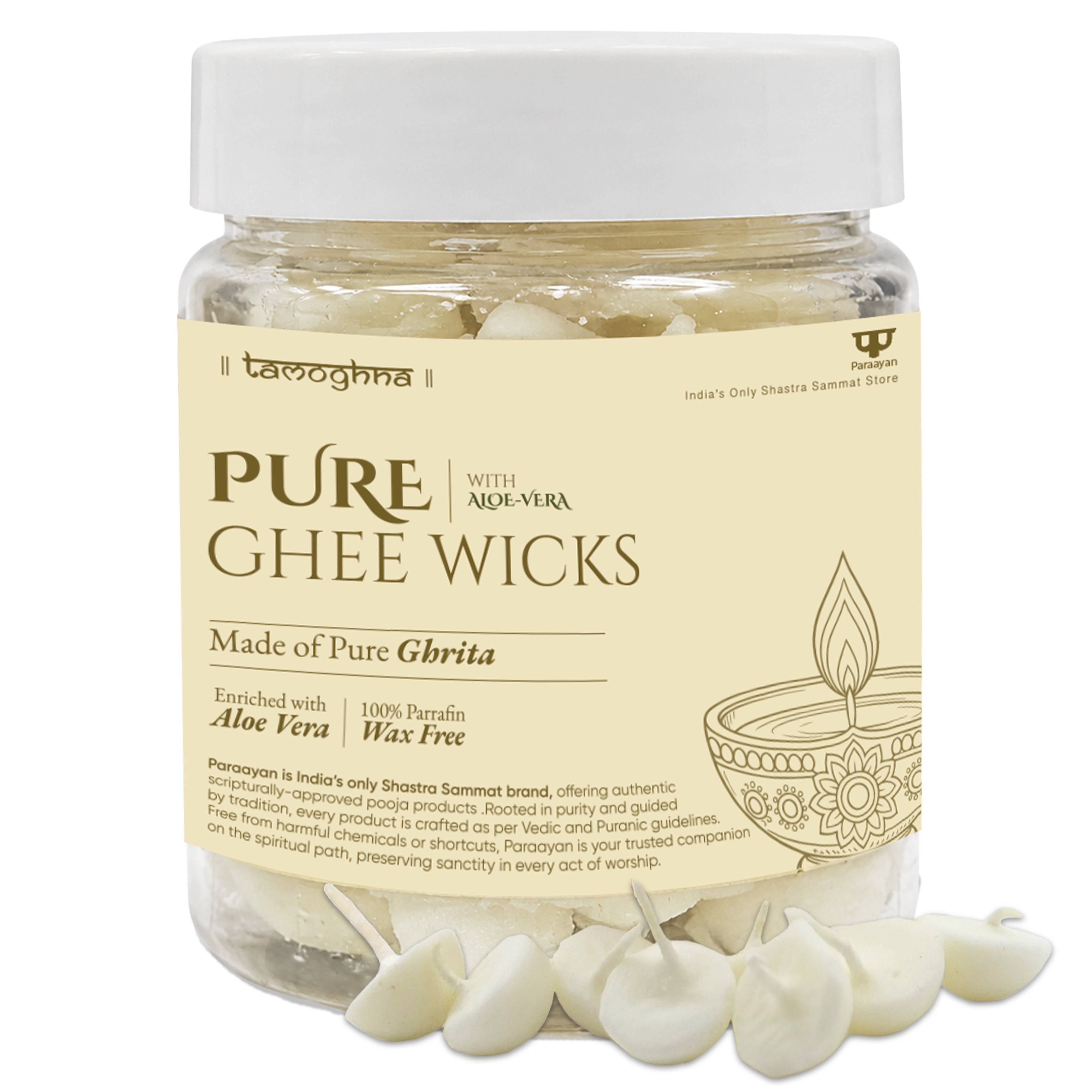 Paraayan Tamoghna Pure Ghee Wicks | 1 Pack, 50 Pieces, 150g