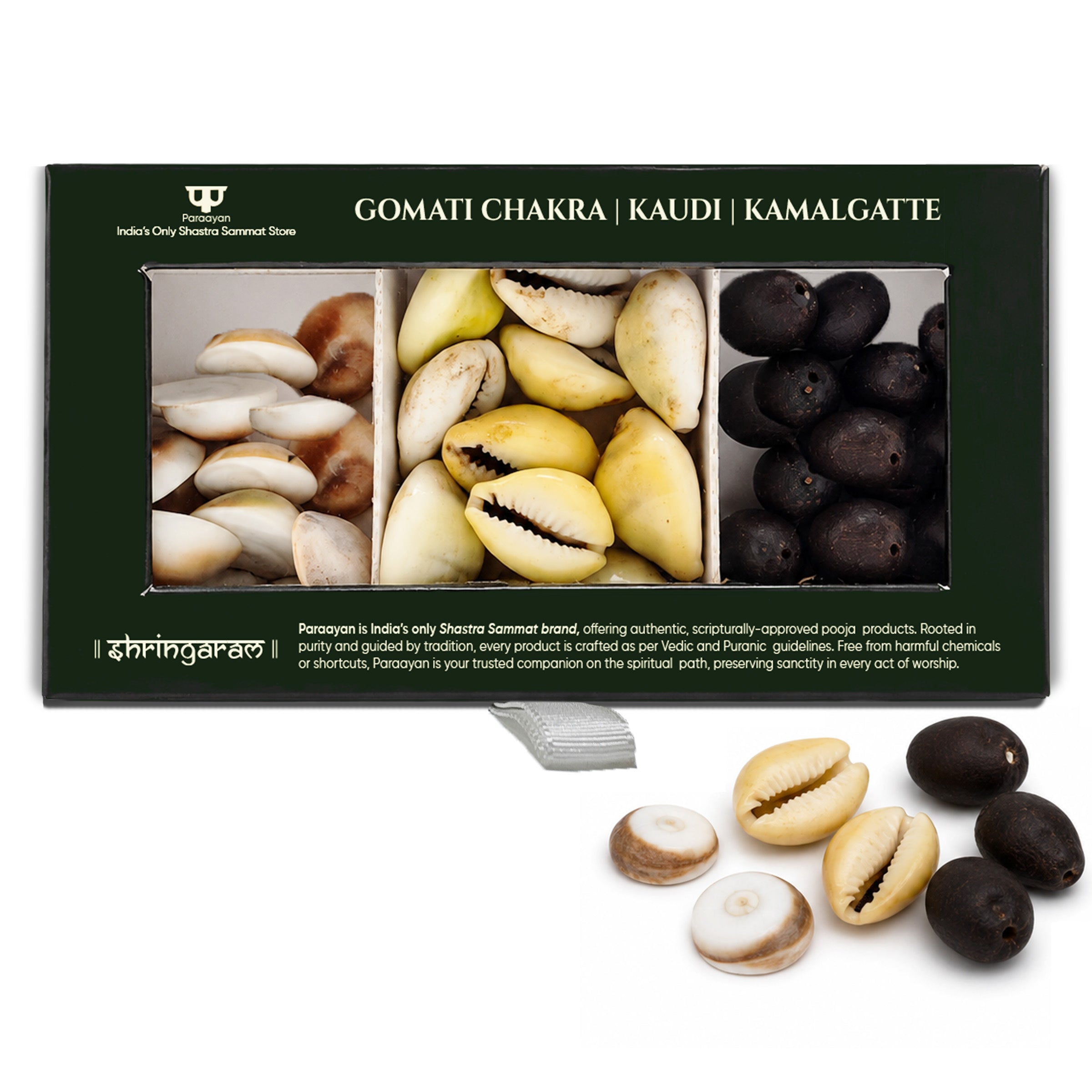 Paraayan Gomati Chakra, Peeli Kaudi & Kamalgatte Puja Set | 11 Pieces Each | Traditional Lakshmi Ganesh Puja Samagri | For Diwali, Dhanteras, Lakshmi Puja & Daily Worship