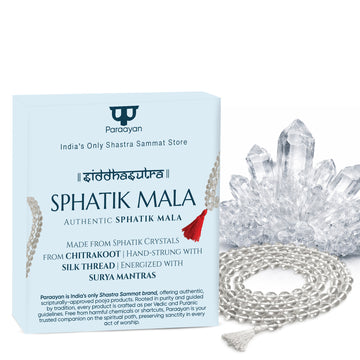 Paraayan Natural Pure Sphatik Mala with  108 Pure Crystal Beads | 6 mm Beads Size for Meditation, Puja Jaap Mala |Pack of 1