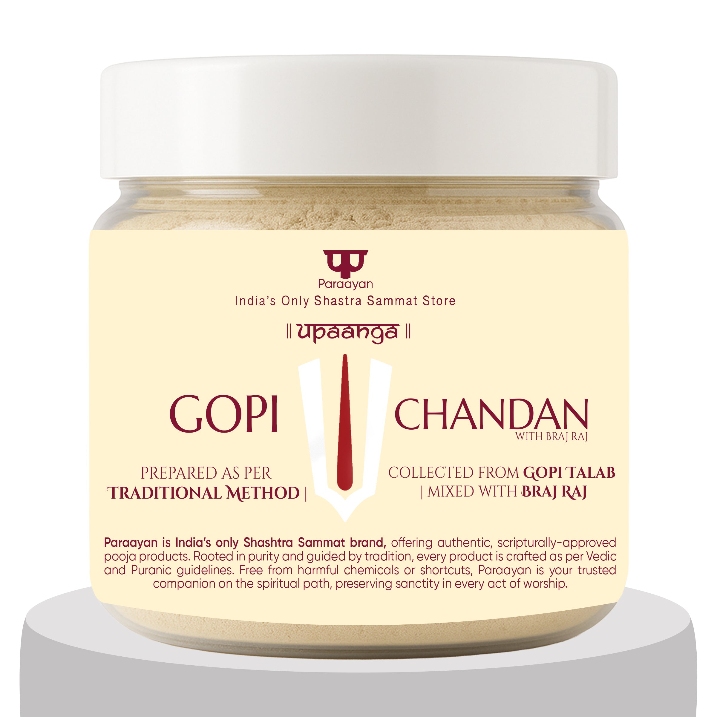 Gopi Chandan | Extracted from Gopi Talab | Mixed with Braj Raj | For Daily Tilak and Pooja | Krishna Vishnu Ram Tilak | Natural and Pure