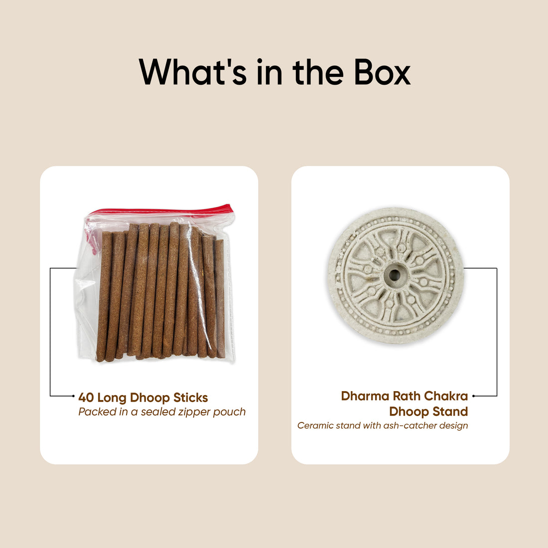 Paraayan Pure Sandalwood Dhoop Sticks I Bambooless & Charcoal-Free | 40 Long Sticks with Dharma Rath Chakra Dhoop Stand | Pure Natural Sandalwood Aroma for Pooja, Meditation & Havan