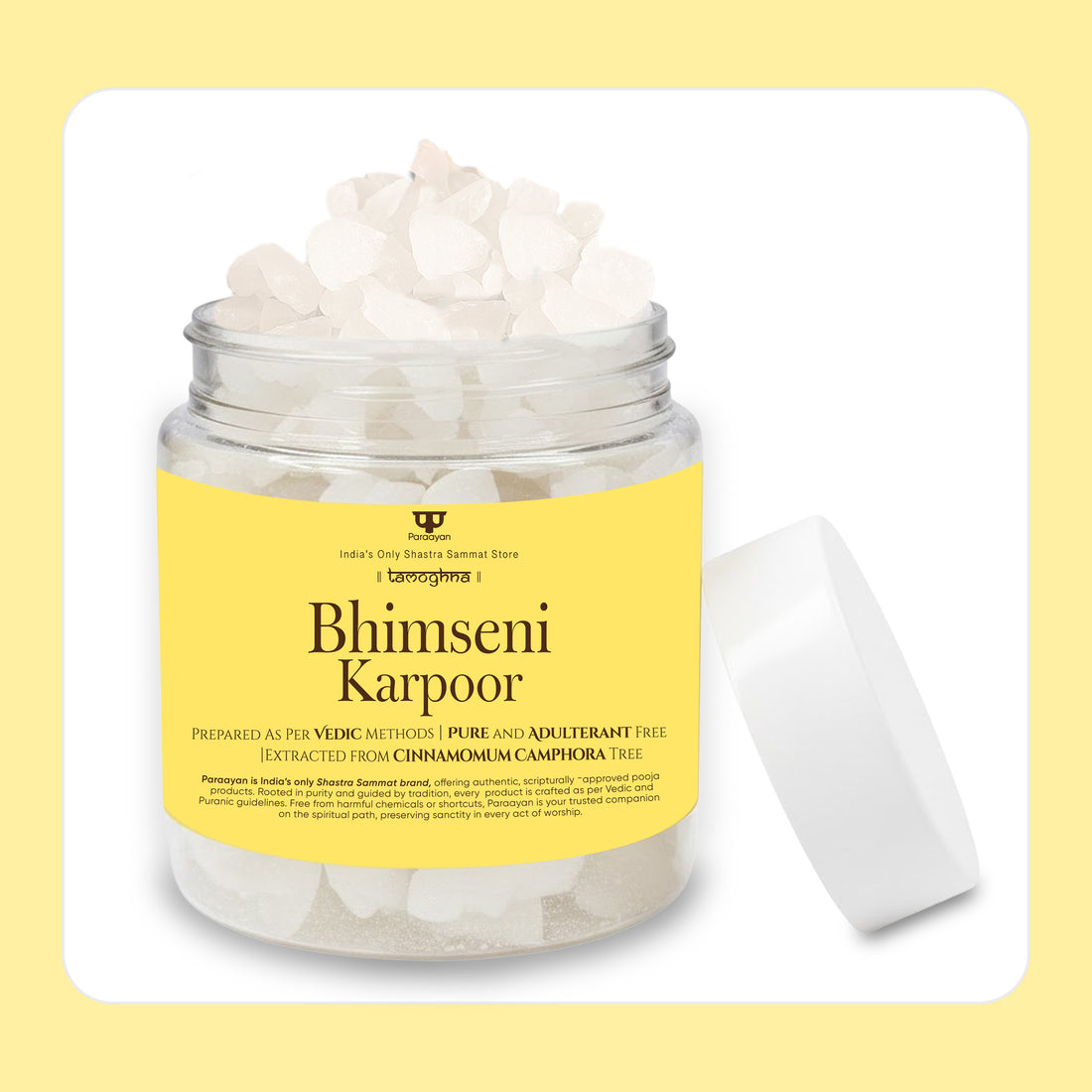 Paraayan Shuddh Bhimseni Karpoor for Pooja 100g | Premium Natural Camphor for Hawan, Aarti, Deepak Lighting &amp; Spiritual Energy