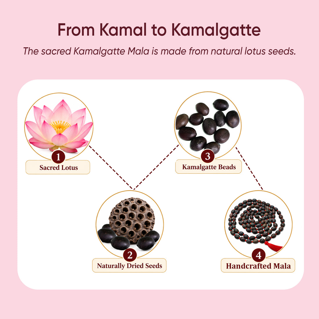 Paraayan Natural Pure Kamalgatte Ki Mala with 108 Beads for Pooja | Made from Authentic Lotus Seeds as a Pure Jaap Mala | Best for Lakshmi Pooja, Meditation & Mantra Jaap | Pack of 1