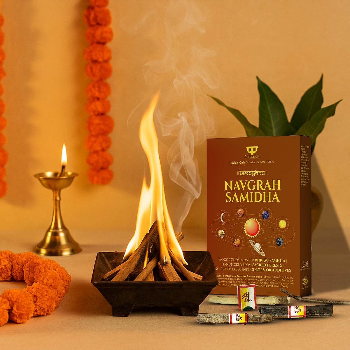 Samidha Paraayan Navgrah Samidha for Hawan & Pooja | Pack of 9 Sacred Wood