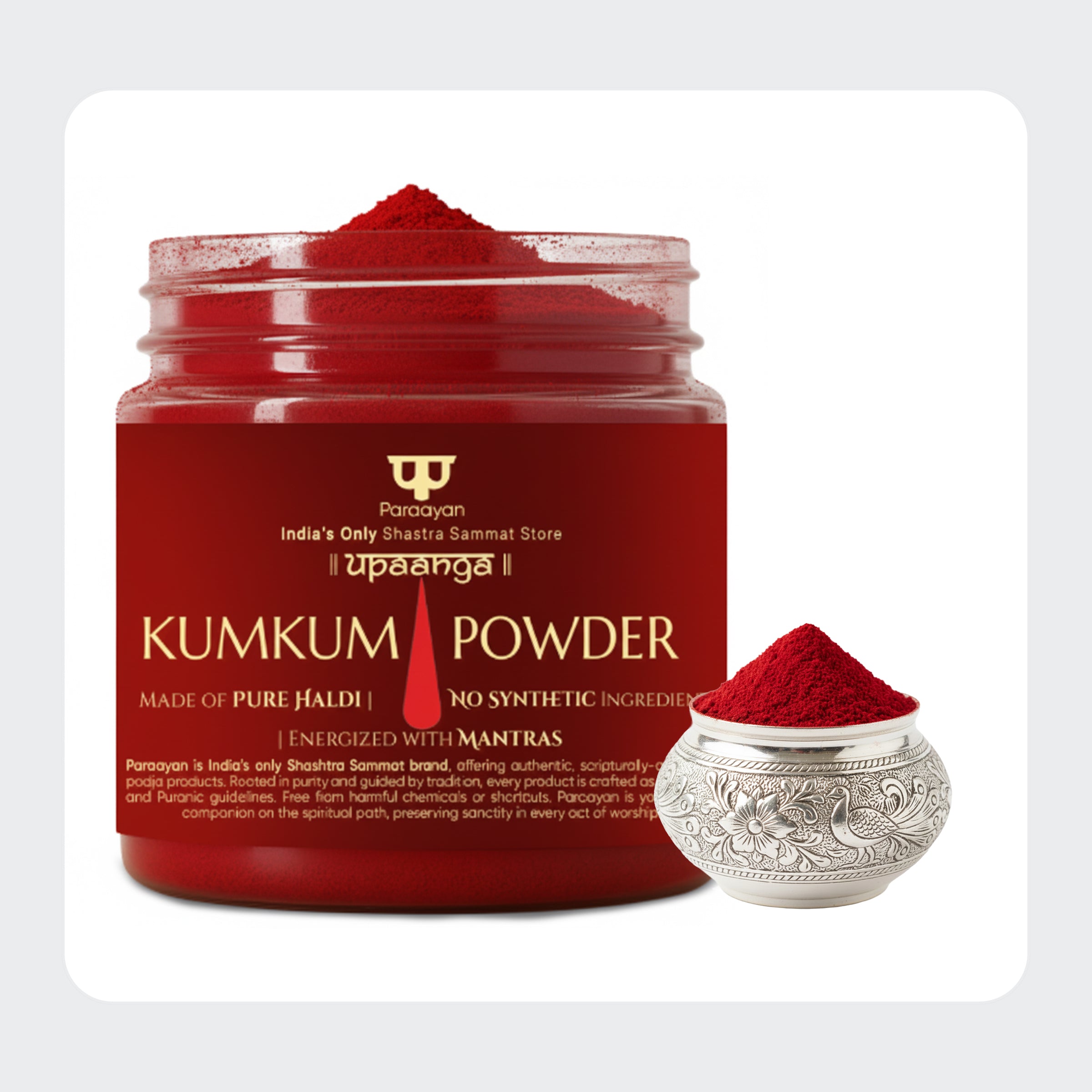 Paraayan Upaanga Pure Kumkum Powder 50g | 100% Natural &amp; Chemical-Free Tilak Powder for Pooja &amp; Festivals