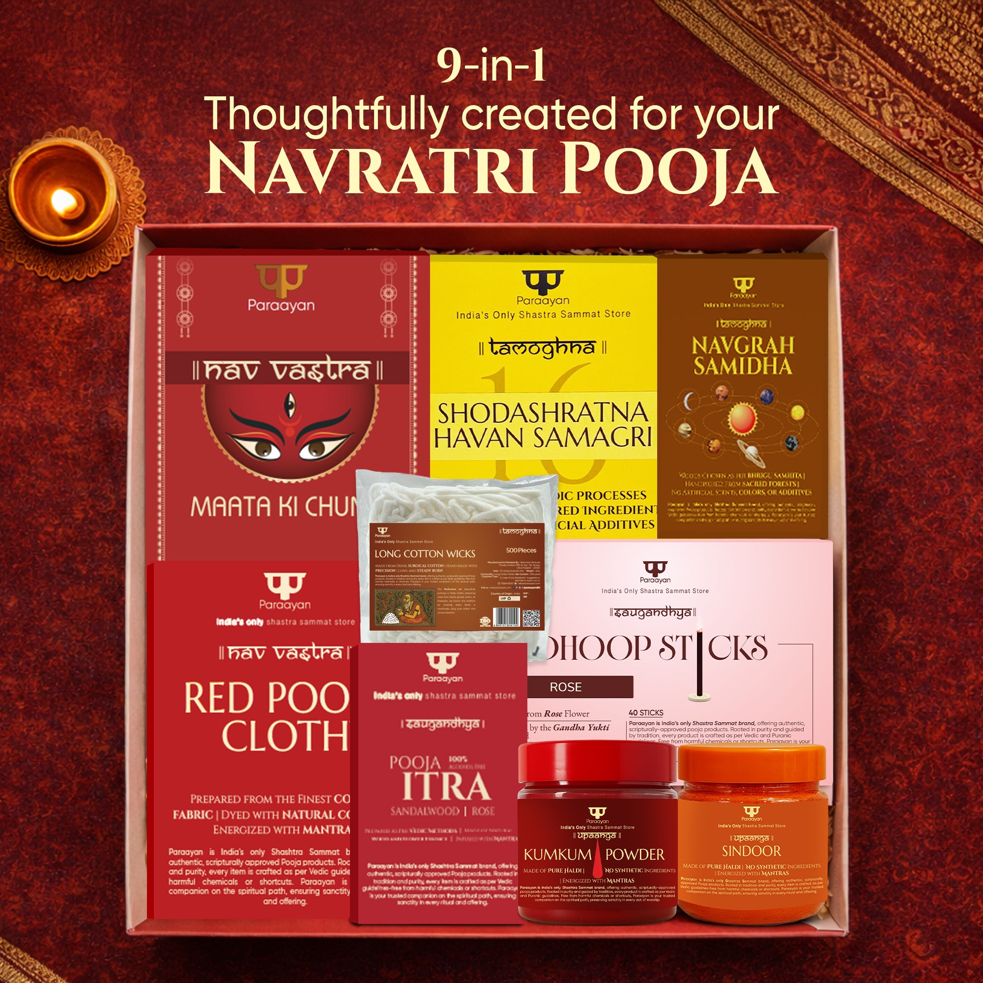 Paraayan Premium Navratri Pooja Kit | Complete Durga Navratri Puja Samagri Set for Home Temple