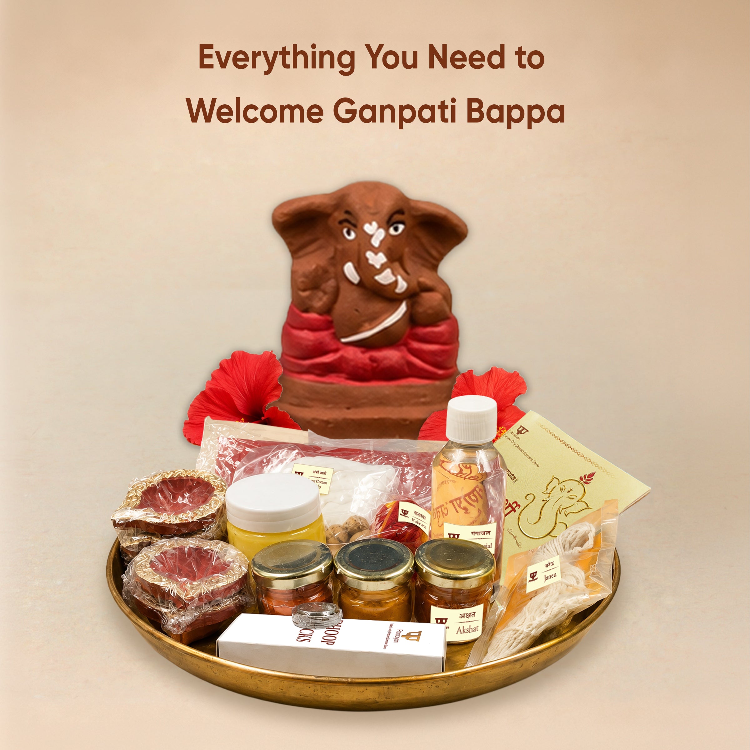 Paraayan Complete Ganesh Chaturthi Puja Kit for Ganesh Chaturthi Puja | 17 Sacred Puja Items with Eco-Friendly Ganesha Murti | Made as per Ganesh Purana | Ganesh Chaturthi Puja Samagri Kit Includes Puja Vidhi Book | Complete Ganpati Pujan Kit