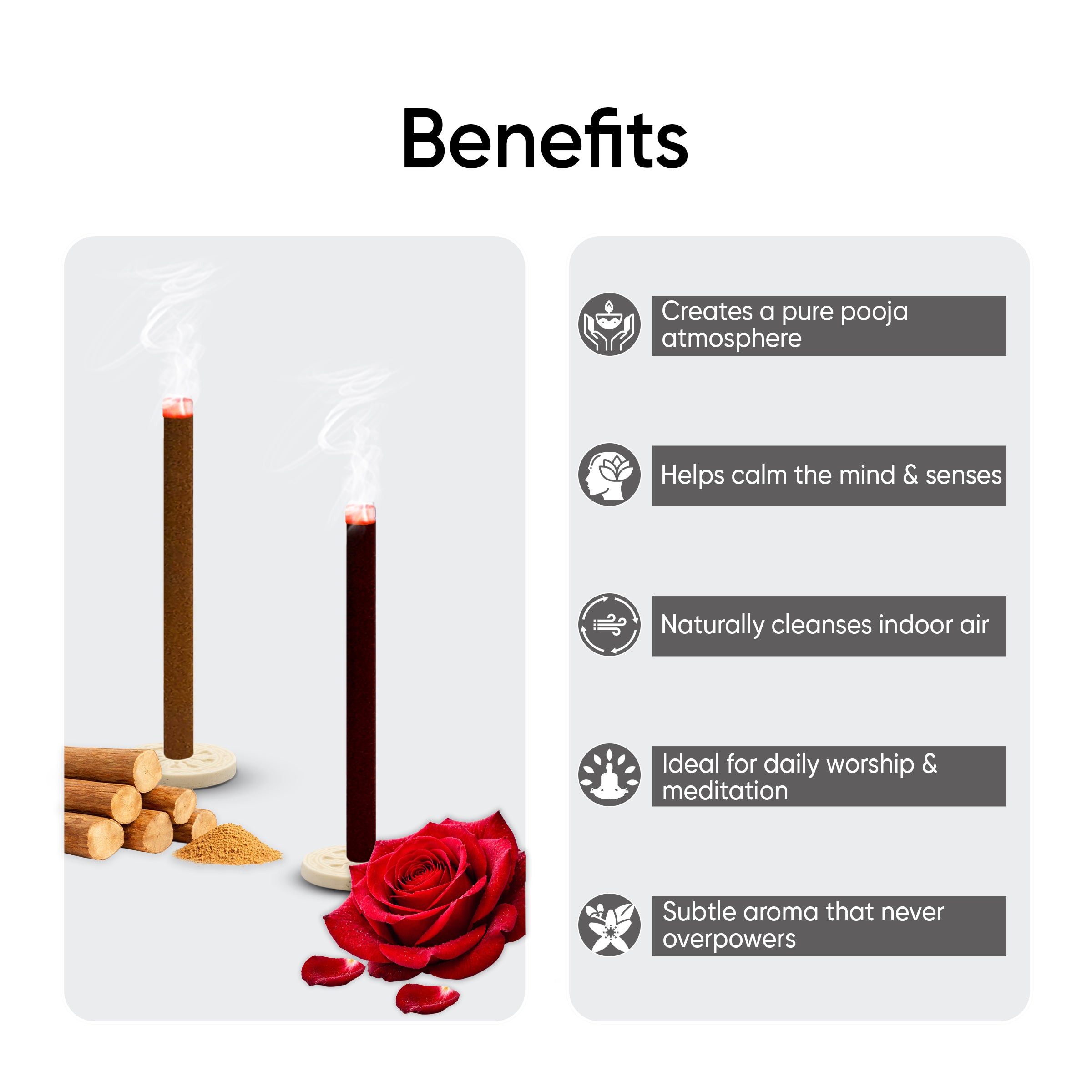 Paraayan Dhoop Sticks Pack of 2 (Sandalwood and Rose) I 40 X 40 Long Sticks I No Bamboo I No Charcoal I Puja Dhoop Sticks with Dharma Rath Chakra Dhoop Stand