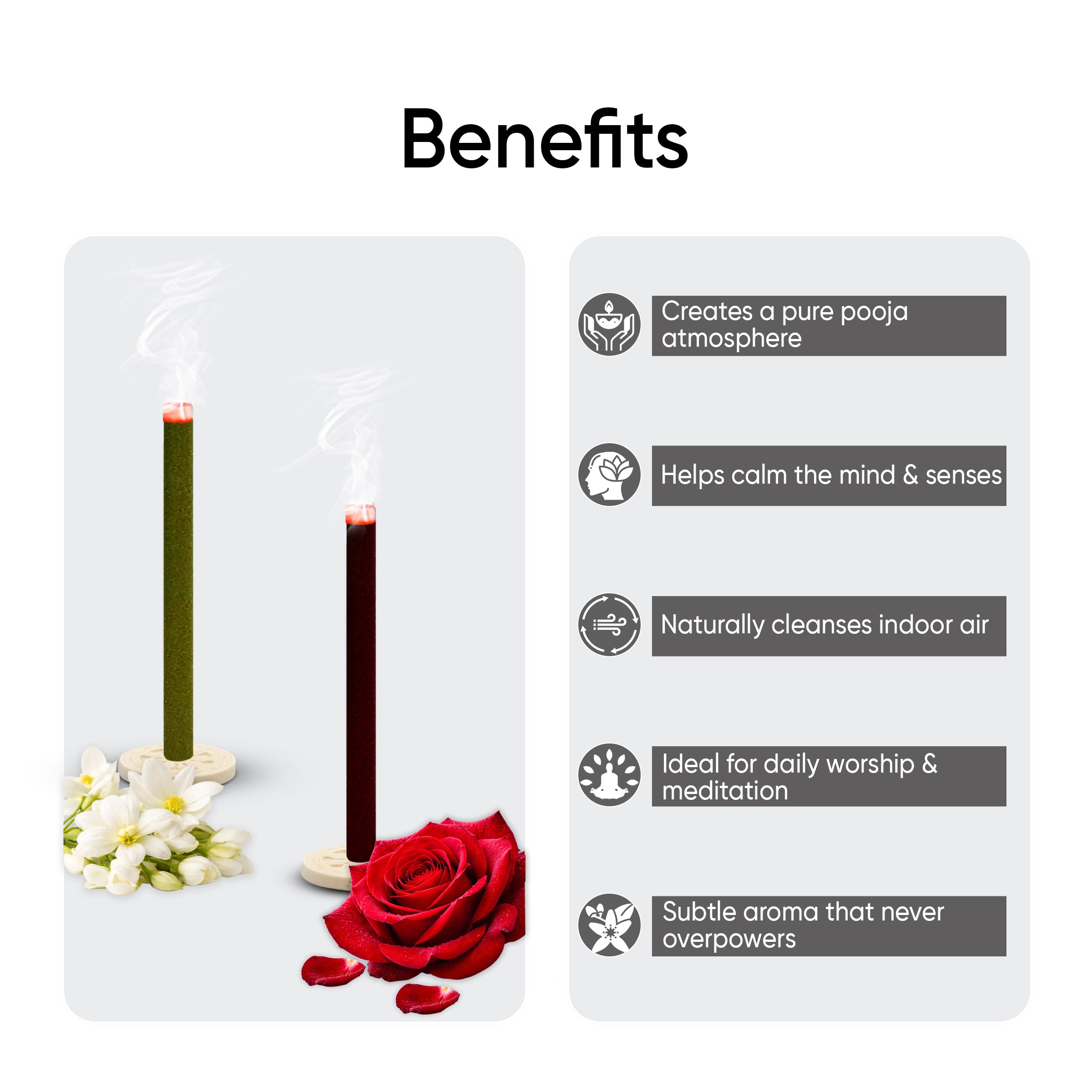 Paraayan Dhoop Sticks Pack of 2 (Rose and Mogra) I 40 X 40 Long Sticks I No Bamboo I No Charcoal I Puja Dhoop Sticks with Dharma Rath Chakra Dhoop Stand