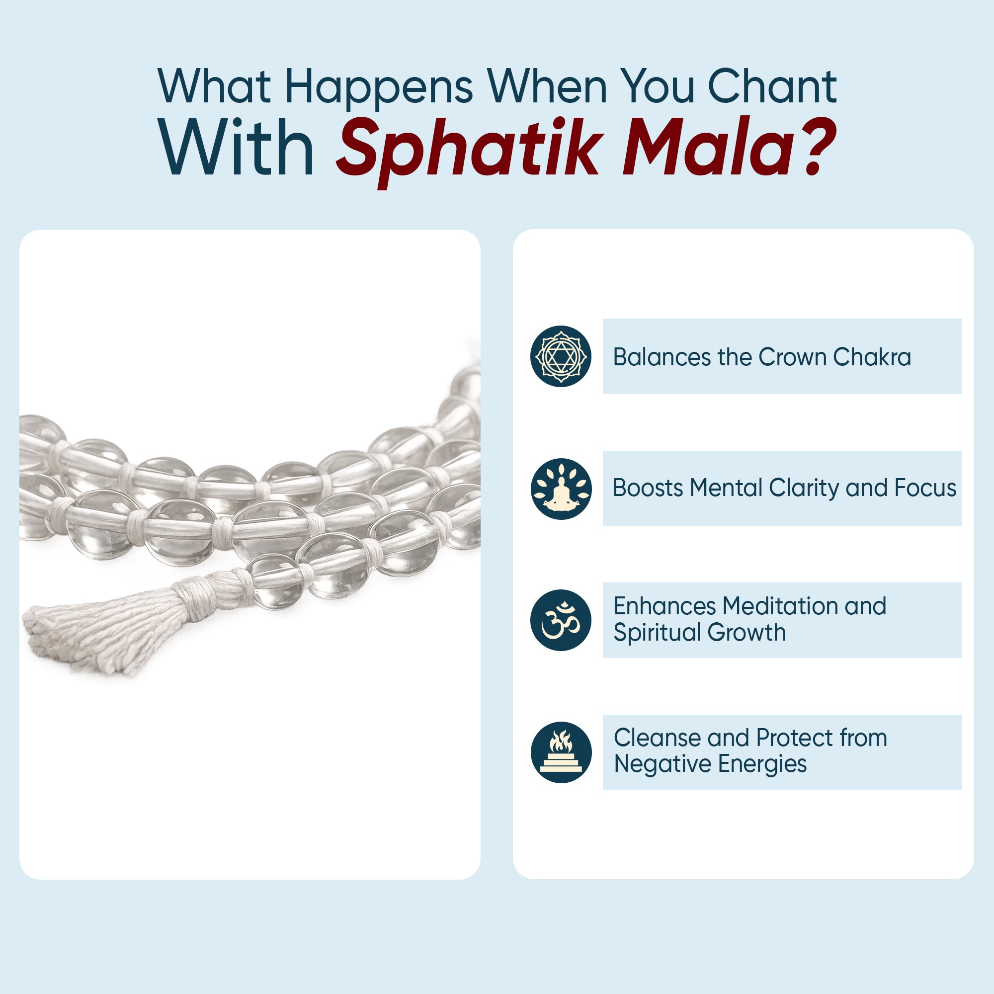 Paraayan Natural Pure Sphatik Mala with  108 Pure Crystal Beads | 6 mm Beads Size for Meditation, Puja Jaap Mala |Pack of 1