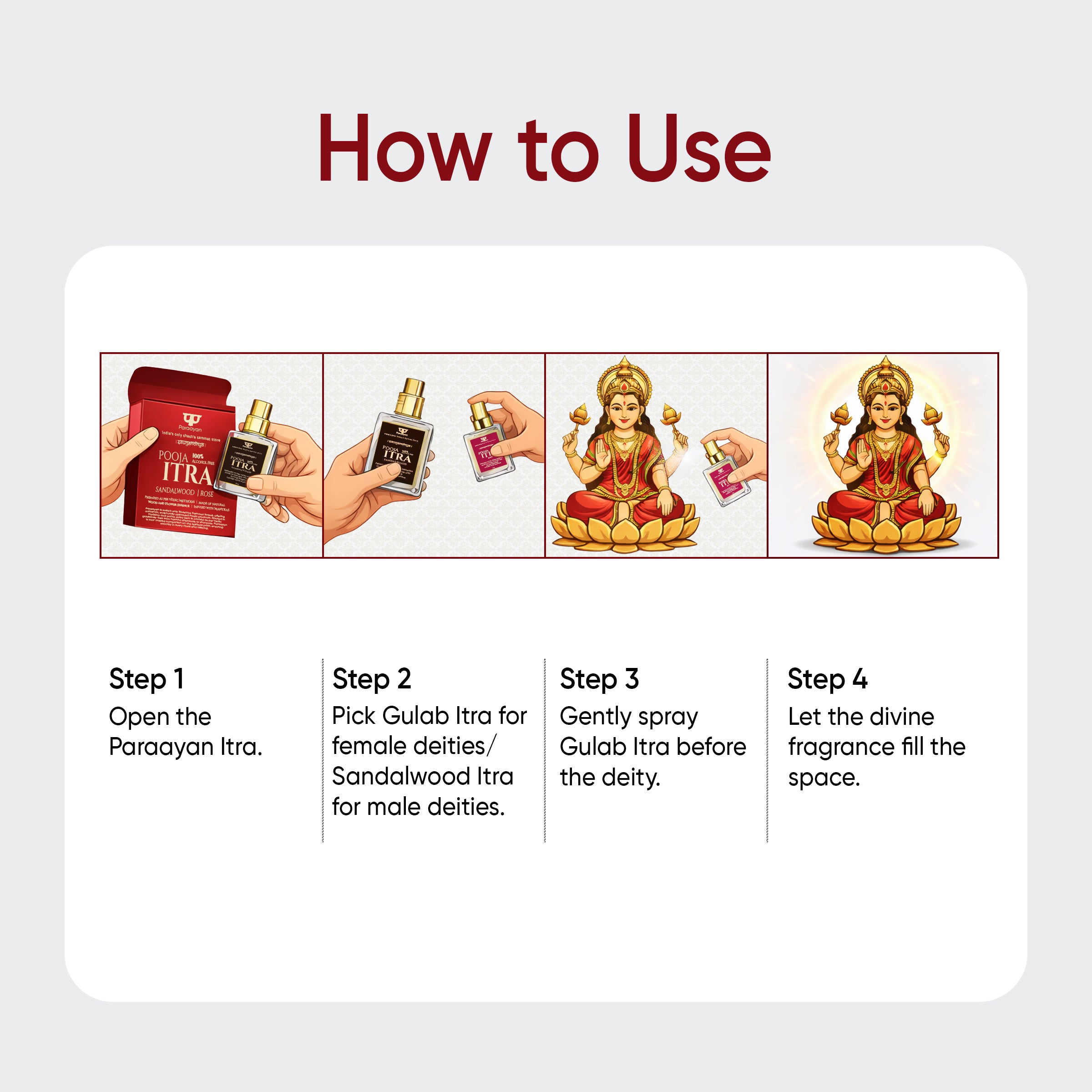 Paraayan Pure Natural Itra for Pooja – Chandan & Gulab | Set of 2 | 20ML | No Alcohol | Premium Spray Bottles | Shastra Sammat Fragrance for Worship &amp; Daily Use | Safe on Skin