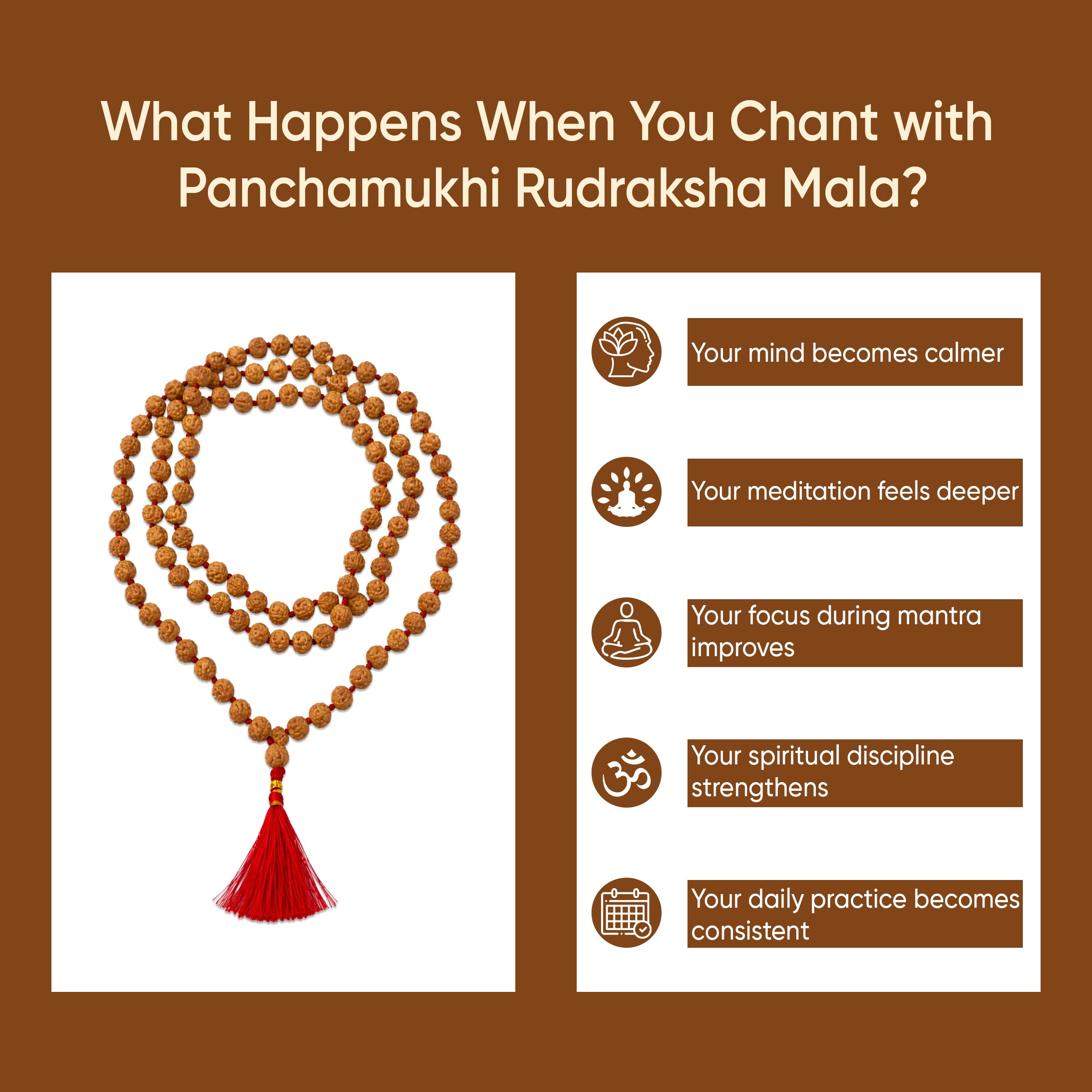 Paraayan Certified Natural Pure Panchmukhi Rudraksha Mala with 108 Beads, 7.5 mm  Rudraksha Beads Size (Approx) | Perfect For Pooja Meditation &amp; Jaap Mala | Pack of 1