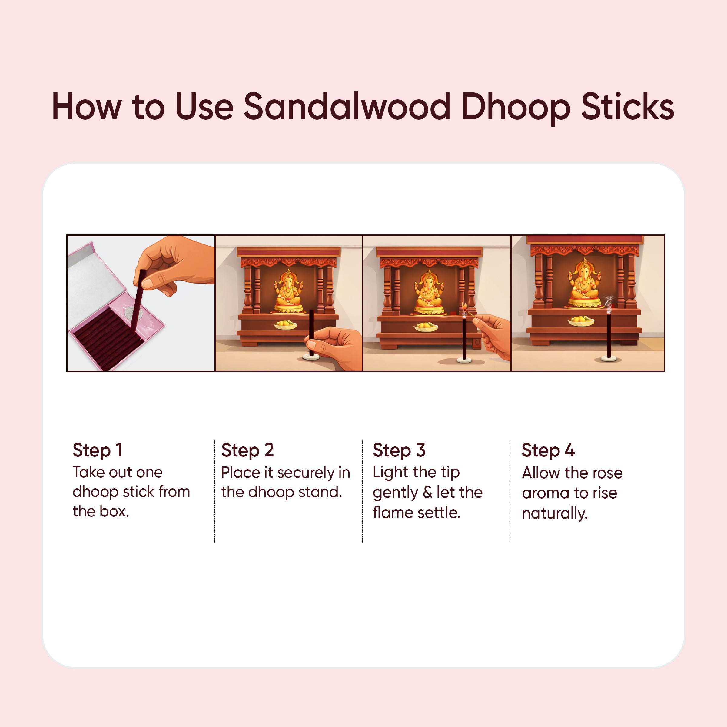 Paraayan Pure Rose Dhoop Sticks I Bambooless & Charcoal-Free | 40 Long Sticks with Dharma Rath Chakra Dhoop Stand | Pure Natural Rose Chandan Aroma for Pooja, Meditation & Havan
