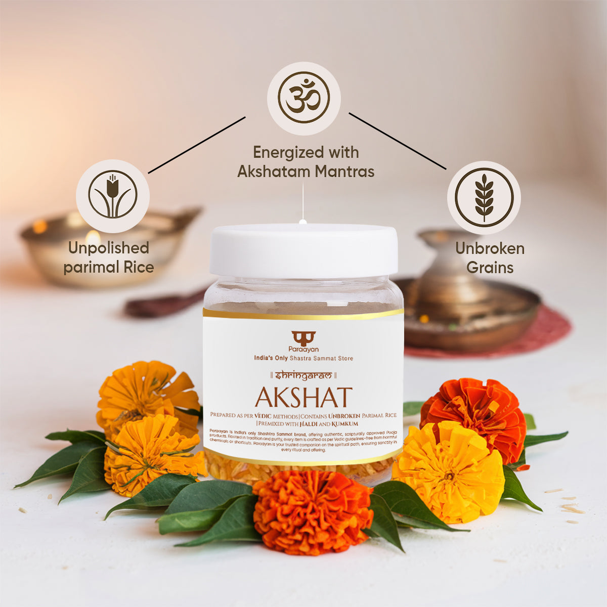 Paraayan Pure Puja Akshat 100g | Pack of 2 | Sacred Rice Blessed with Mantras