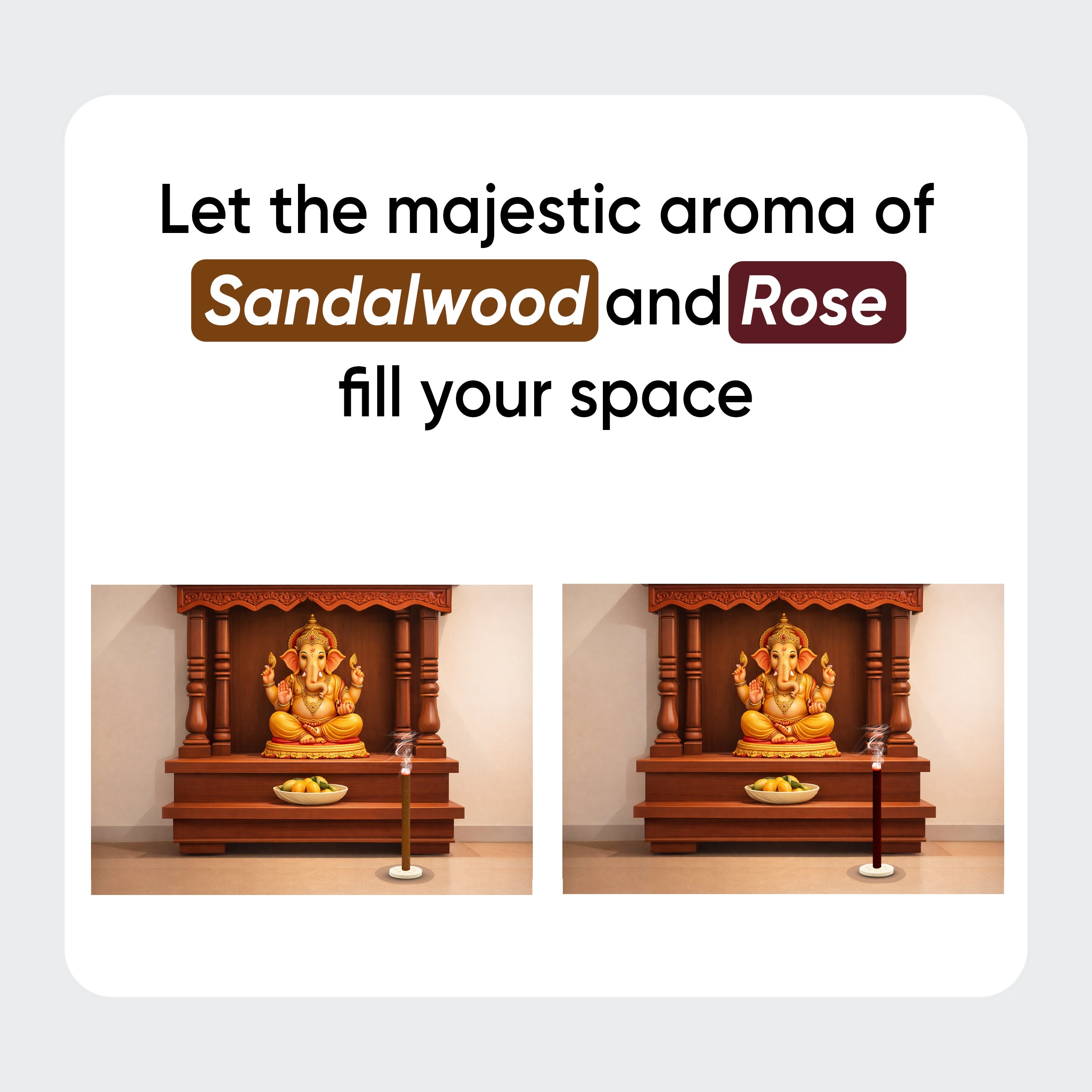 Paraayan Dhoop Sticks Pack of 2 (Sandalwood and Rose) I 40 X 40 Long Sticks I No Bamboo I No Charcoal I Puja Dhoop Sticks with Dharma Rath Chakra Dhoop Stand