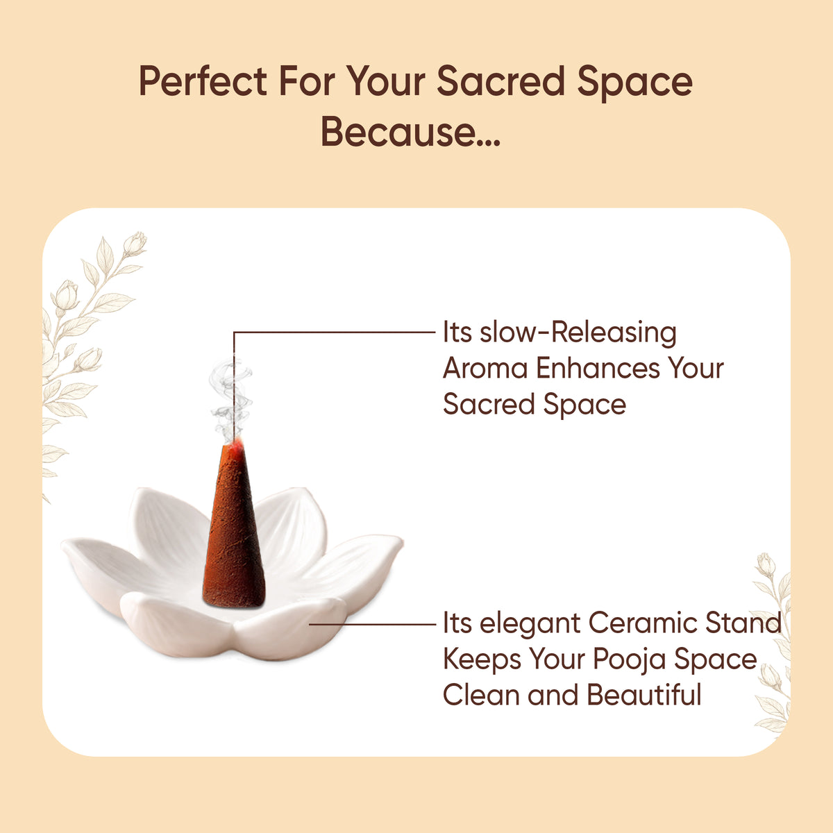 Paraayan Premium Dhoop Cones Mix - 240 Cones | Rose, Mogra, & Sandalwood | Crafted Using Gandha Yukti Method I Sacred Blend of Sandalwood, Camphor & Guggal | Includes Ceramic Dhoop Cone Stand I Premium Incense Cones for Pooja, Hawan, Yajna & Meditation