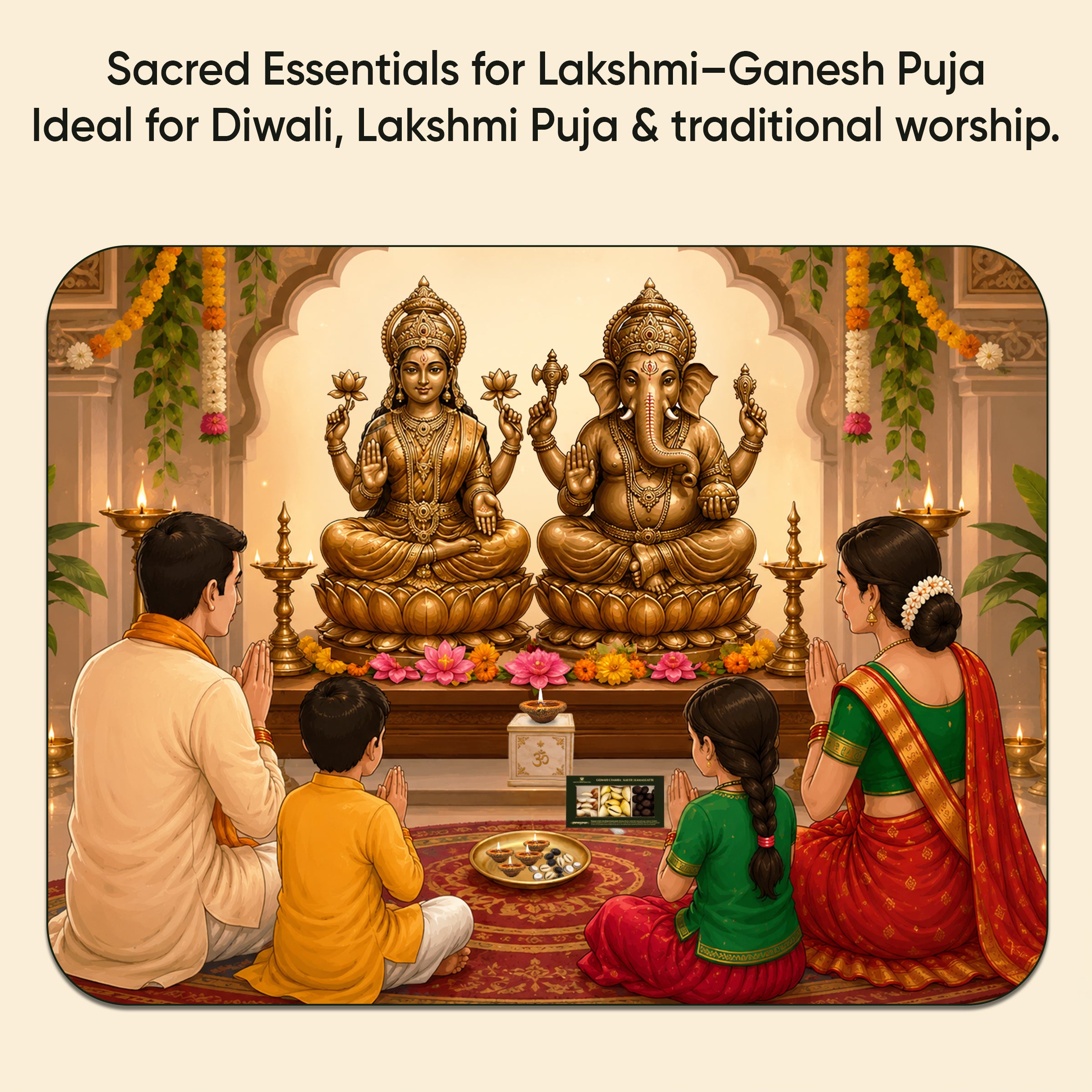 Paraayan Gomati Chakra, Peeli Kaudi & Kamalgatte Puja Set | 11 Pieces Each | Traditional Lakshmi Ganesh Puja Samagri | For Diwali, Dhanteras, Lakshmi Puja & Daily Worship
