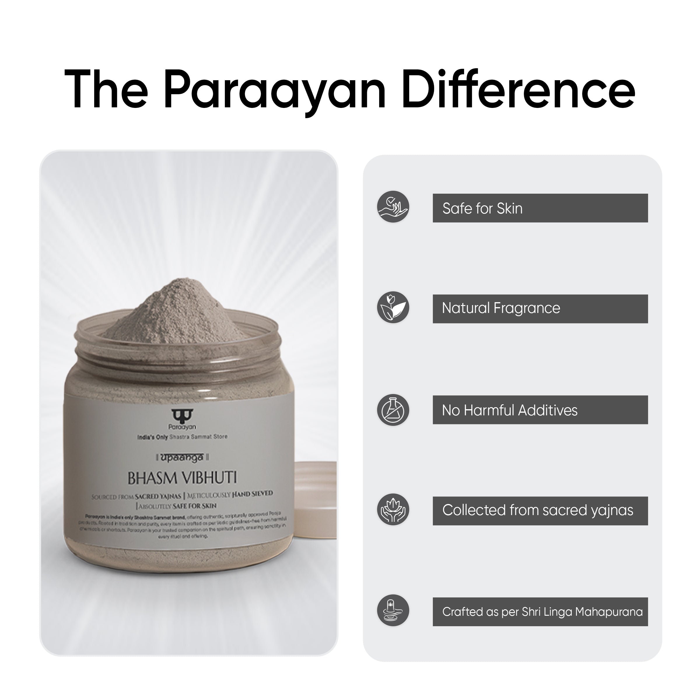 Paraayan Upaanga Bhasm Vibhuti |  1 Pack, 1 Box, 50g