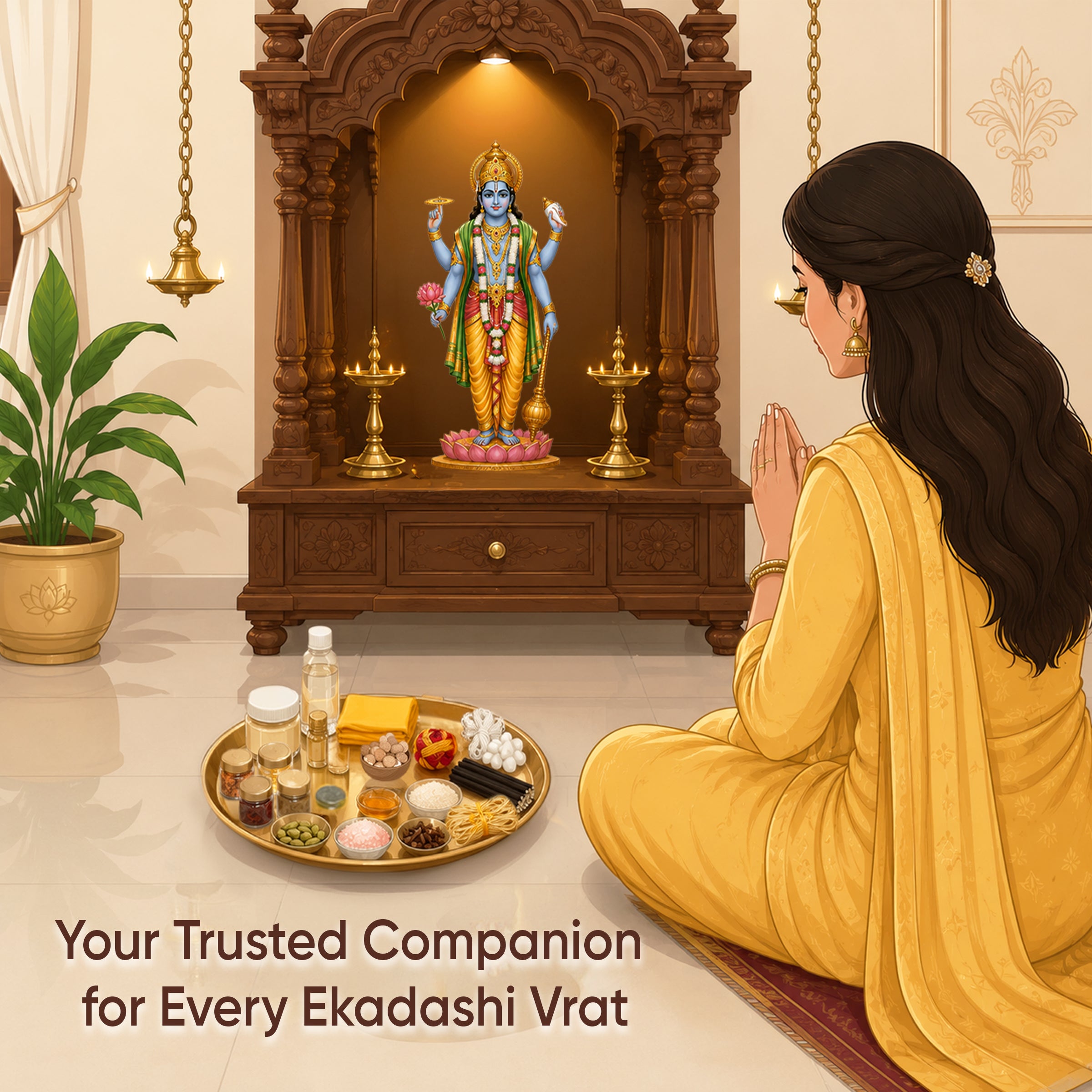 Paraayan Complete Ekadashi Puja Kit for Vishnu Puja & Ekadashi Vrat | Made as per Bhagavata Purana | 19 Sacred Puja Items | Ekadashi Vrat Samagri Kit | Includes QR Code Puja Vidhi & Katha