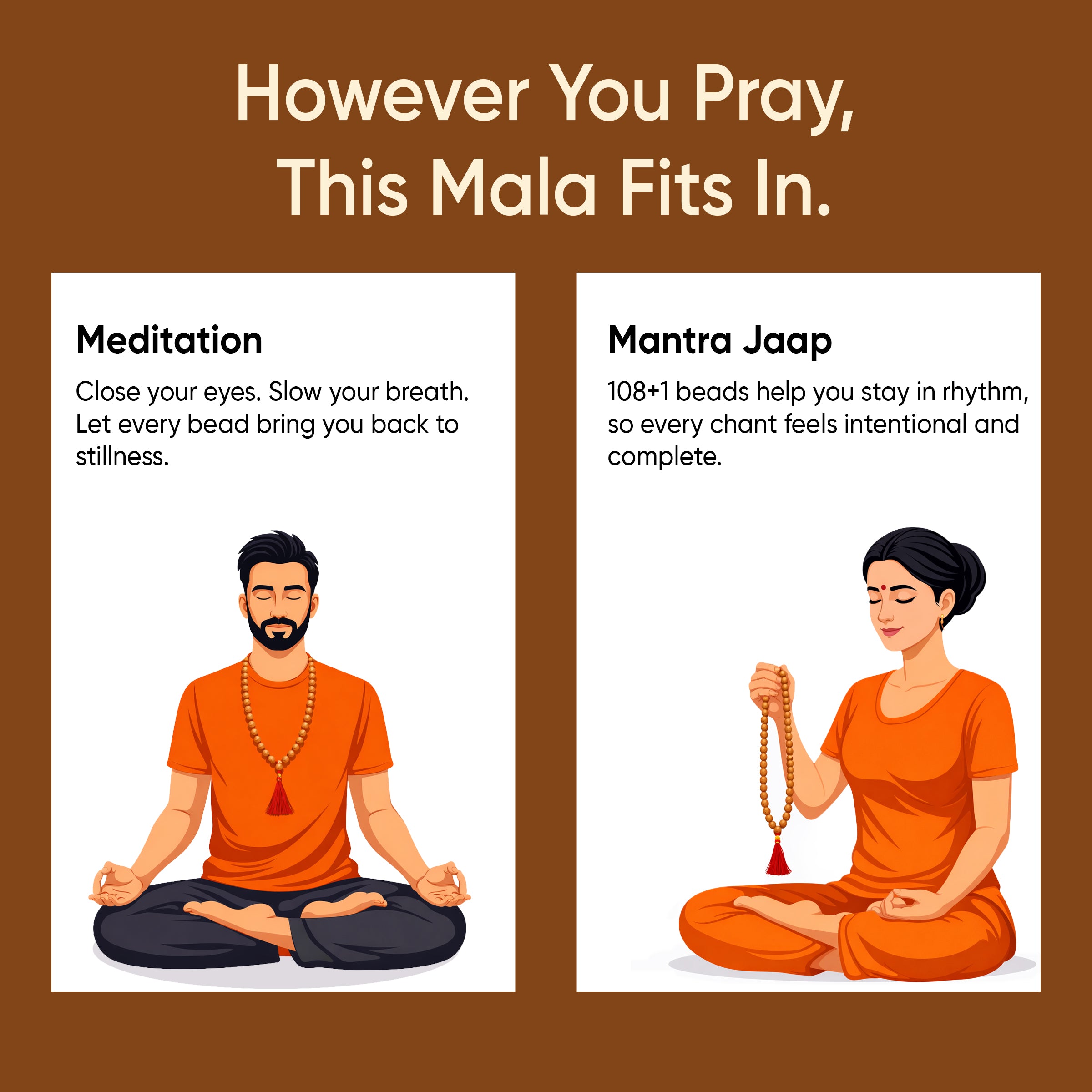 Paraayan Certified Natural Pure Panchmukhi Rudraksha Mala with 108 Beads, 7.5 mm  Rudraksha Beads Size (Approx) | Perfect For Pooja Meditation &amp; Jaap Mala | Pack of 1