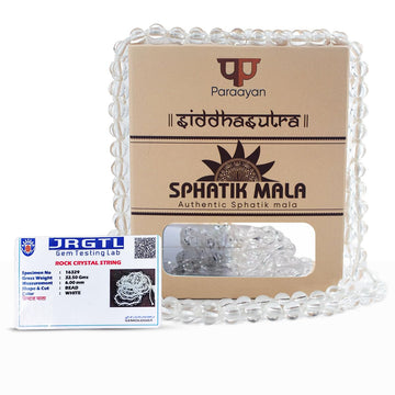 Paraayan Natural Pure Sphatik Mala with  108 Pure Crystal Beads | 6 mm Beads Size for Meditation, Puja Jaap Mala |Pack of 1