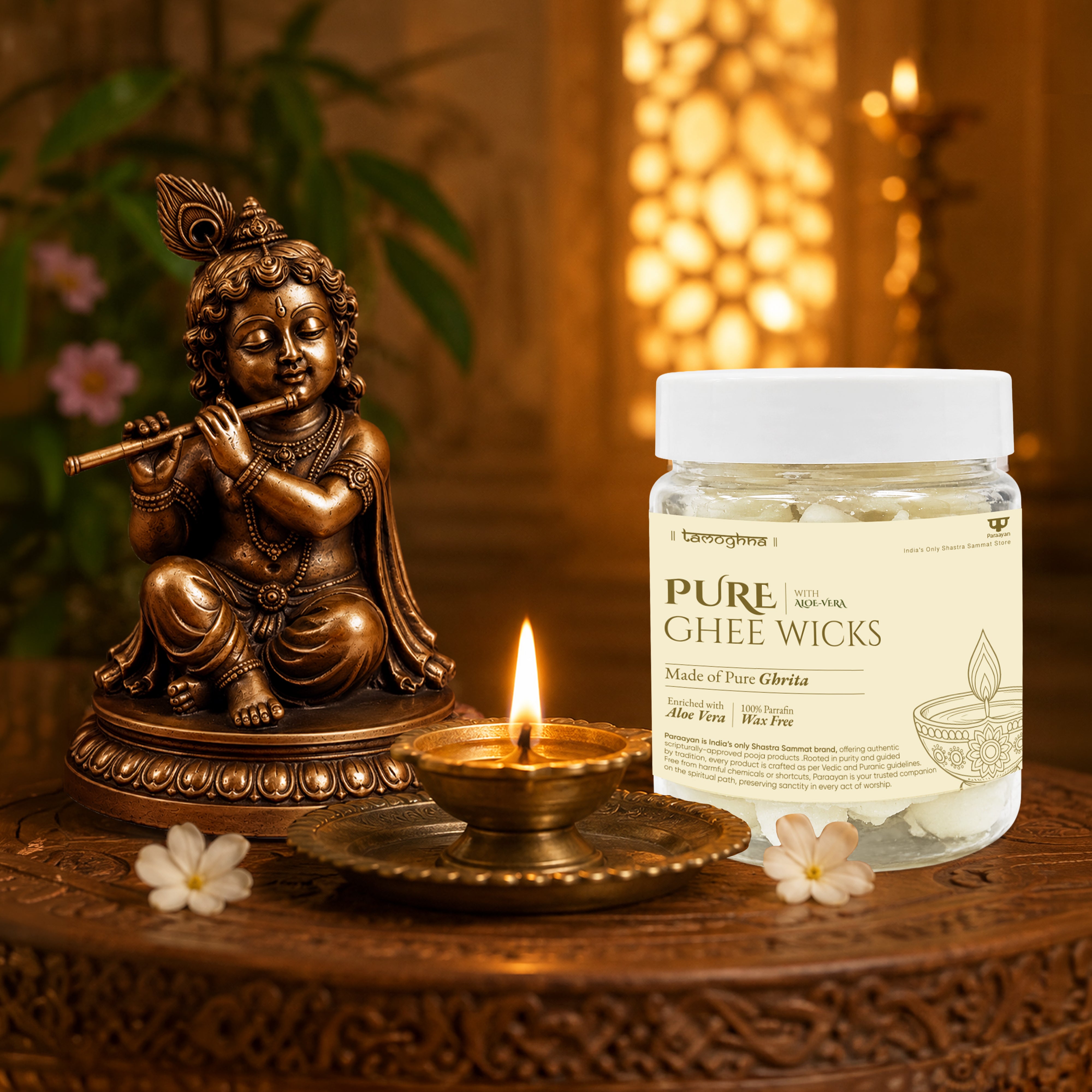 Paraayan Tamoghna Pure Ghee Wicks | 1 Pack, 50 Pieces, 150g
