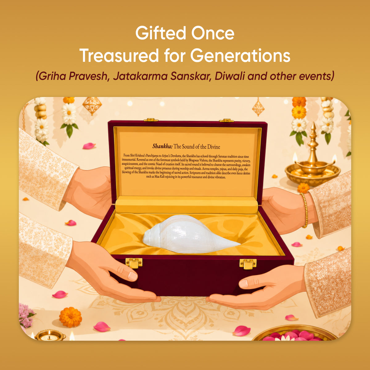 Paraayan Premium 6 Inch Shankha for Pooja | Sacred Conch Shell for Vishnu & Lakshmi Worship | Handcrafted by Skilled Artisans | Invites Narayan's Energy | Ideal for Aarti, Abhishek, Hawan & Temple Rituals
