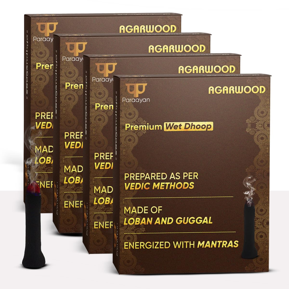 Paraayan Energized Wet Dhoop | 40 Pieces | Pack of 4 | Sacred Incense Sticks For Puja, Mandir, Home | Peaceful Fragrance