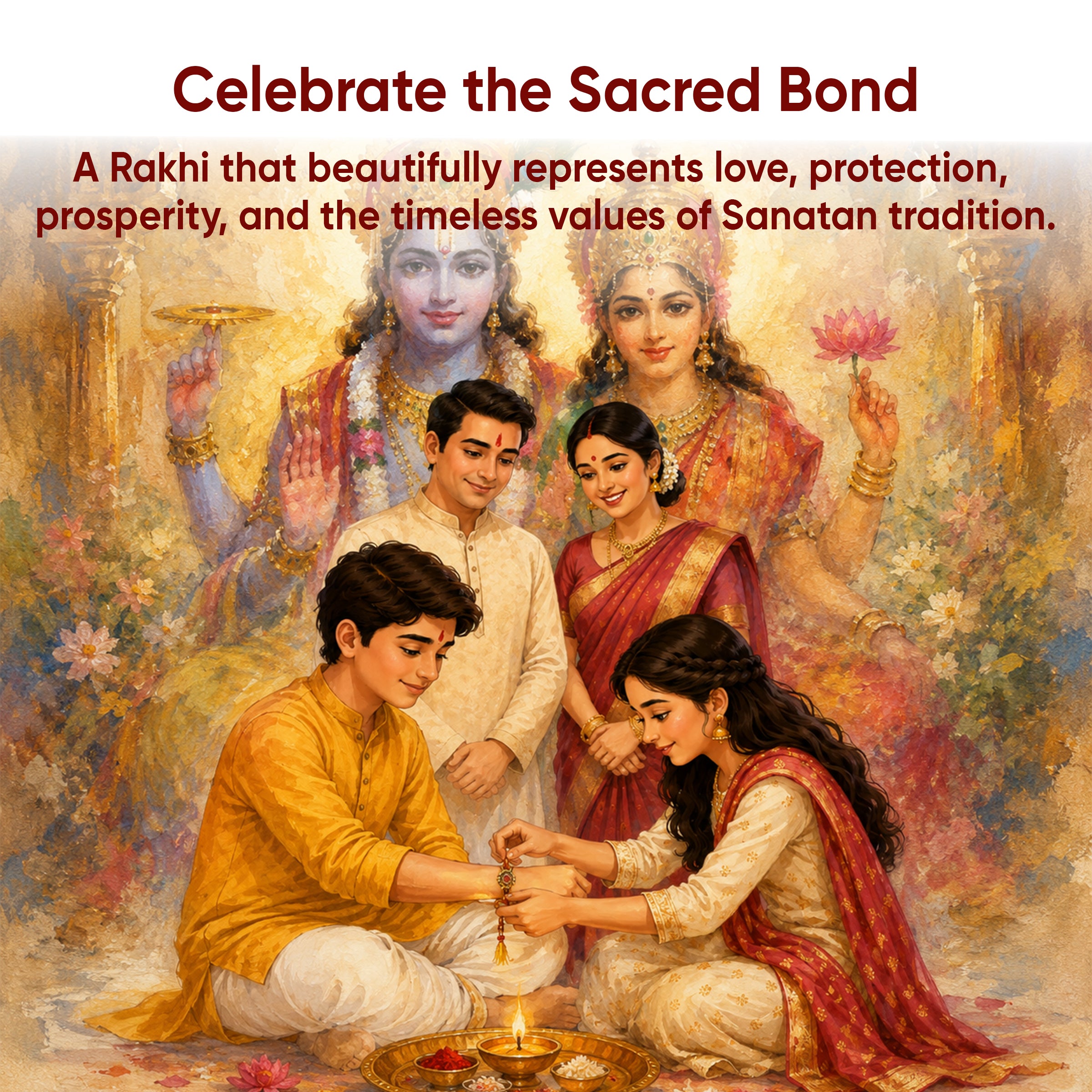 Paraayan Brass Rakhi for Brother| 5 Brass Rakhis | Bhagavata Purana Rakhi with Vishnupad, Kamal & Sudarshan Chakra Symbols I Premium and Authentic Rakhi for Raksha Bandhan