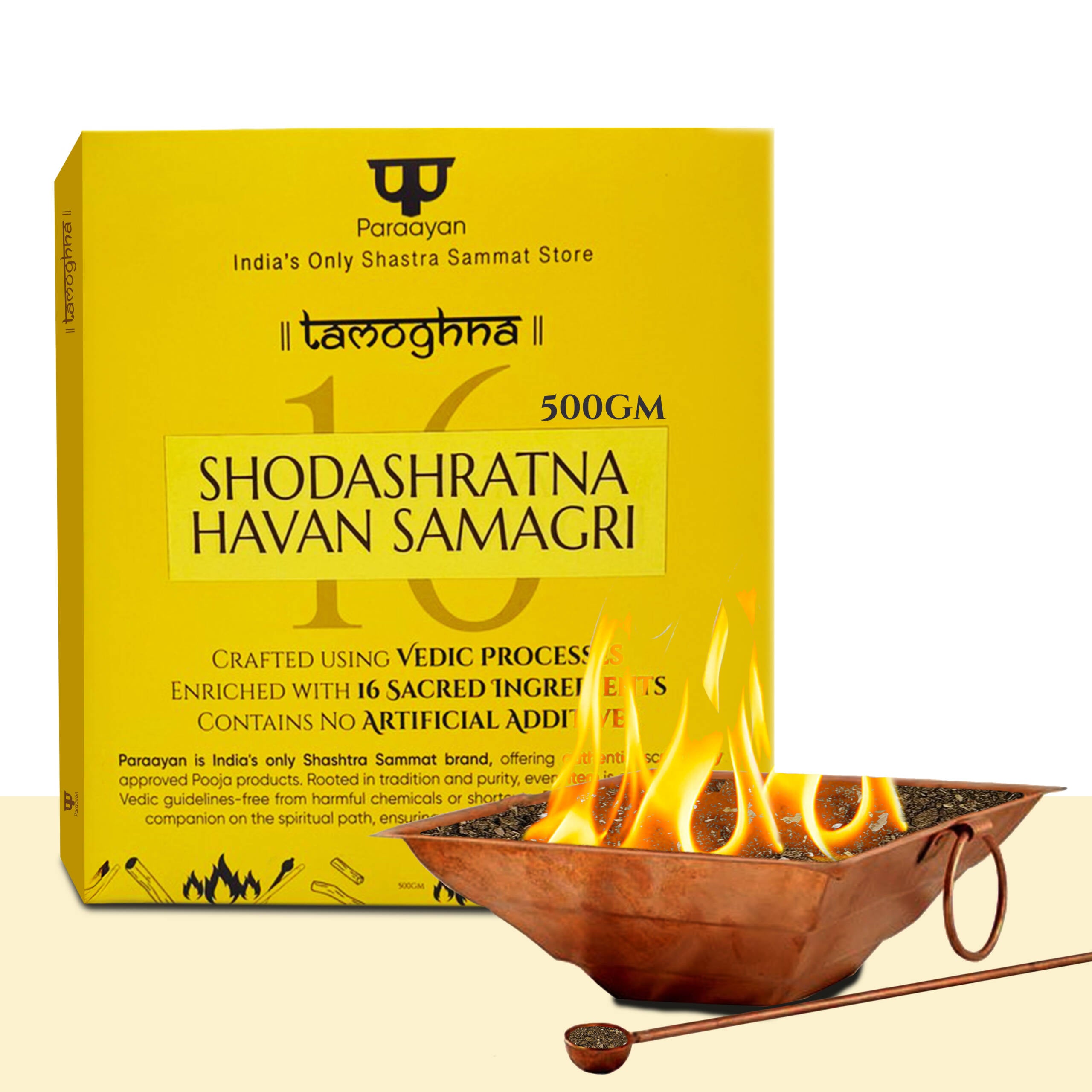 Paraayan Shodashratna Havan Samagri 500 gm, Mixture of 16 Sacred Ingredients for Pooja, 100% Pure &amp; Natural, No Artificial Ingredients