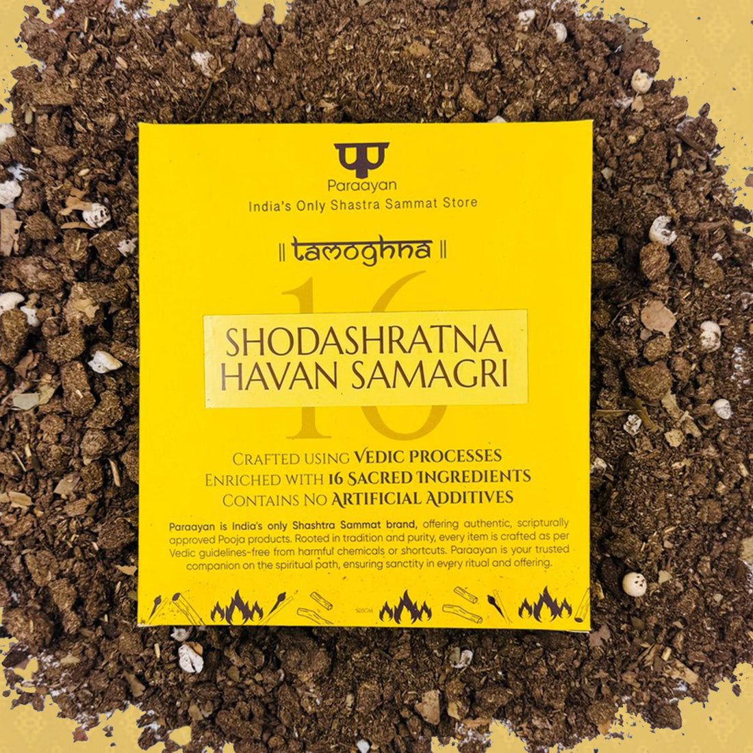 Paraayan Shodashratna Havan Samagri 500 gm, Mixture of 16 Sacred Ingredients for Pooja, 100% Pure &amp; Natural, No Artificial Ingredients