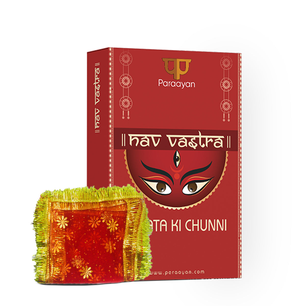 Paraayan Mata Ki Chunri For Mata Rani | 2 Pieces | Big & Small | Perfect For Durga Mata Puja And Mata Decoration, Bringing Blessings And Divine Protection | (Lal Chunni For Pooja)