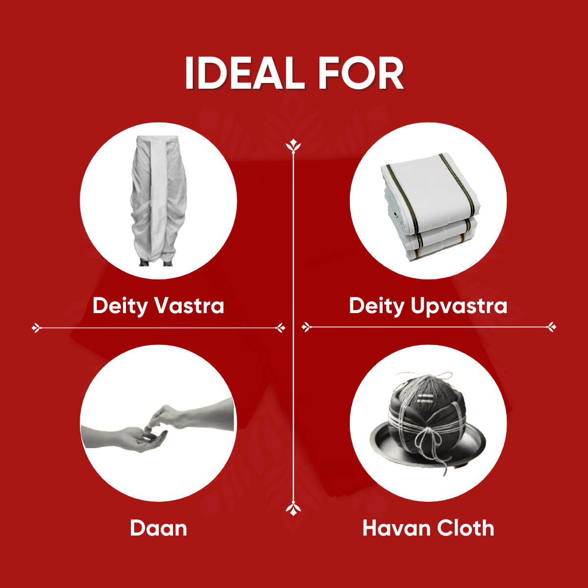 Paraayan Nav-Vastra Red Pooja Cloth | Handwoven from Fine Fabric, Cotton Puja Kapda for Home Temple | Pack of 1 | 1.25 Meter Pooja Vastra (Red)