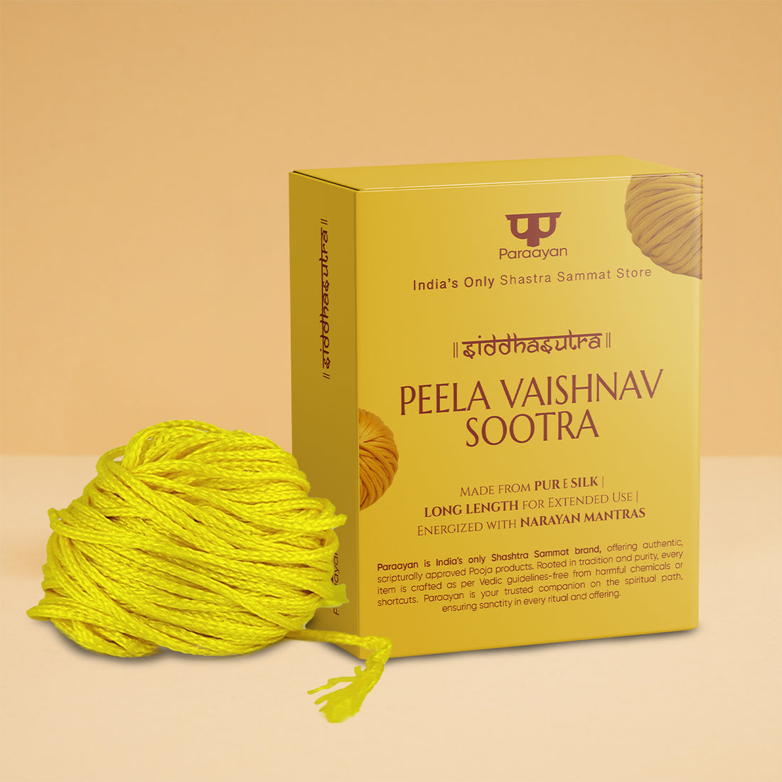 Paraayan Peela Vaishnav Sootra | 25 Meter | Pack of 2 | Blessed with Mantras | Traditional Yellow Thread (Peela Dhaga) For Devotional Practices And Protection