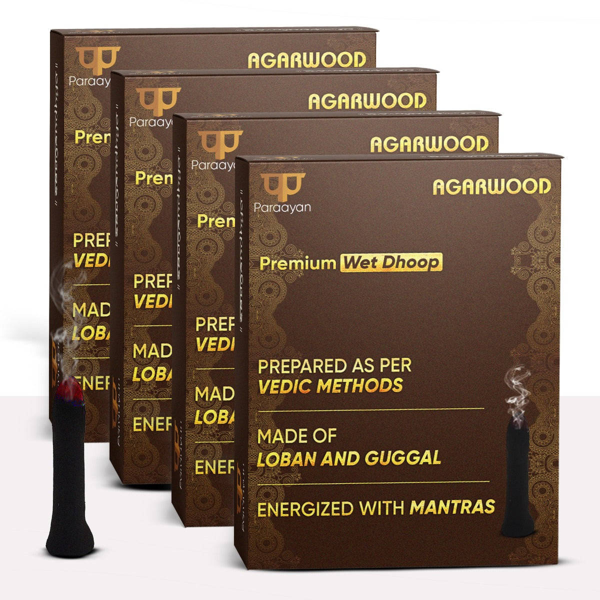 Paraayan Energized Wet Dhoop | 40 Pieces | Pack of 4 | Sacred Incense Sticks For Puja, Mandir, Home | Peaceful Fragrance