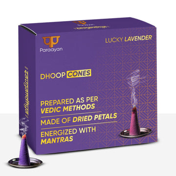 Paraayan Energized Dry Dhoop Cones | 20 Cones | Fragrance Lavender Dhoop Cones | Bambooless Dhoop Cones For Pooja Organic Dhoop Batti Incese Cones For Puja And Home