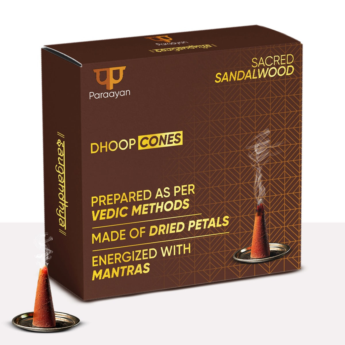 Paraayan Energized Dry Dhoop Cones | 20 Cones | Fragrance Sandalwood | Bambooless Dhoop Cones For Pooja Organic Dhoop Batti Incese Cones For Puja And Home