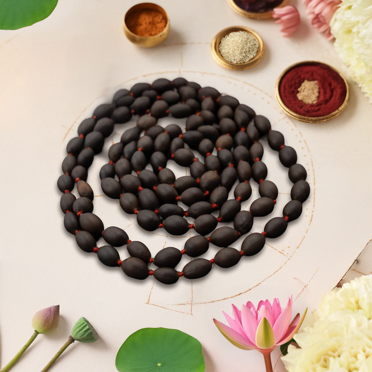 Paraayan Natural Pure Kamalgatte Ki Mala With 108 Beads |Made with  Authentic Lotus Beads For Meditation, Jaap Mala| Pack of 1