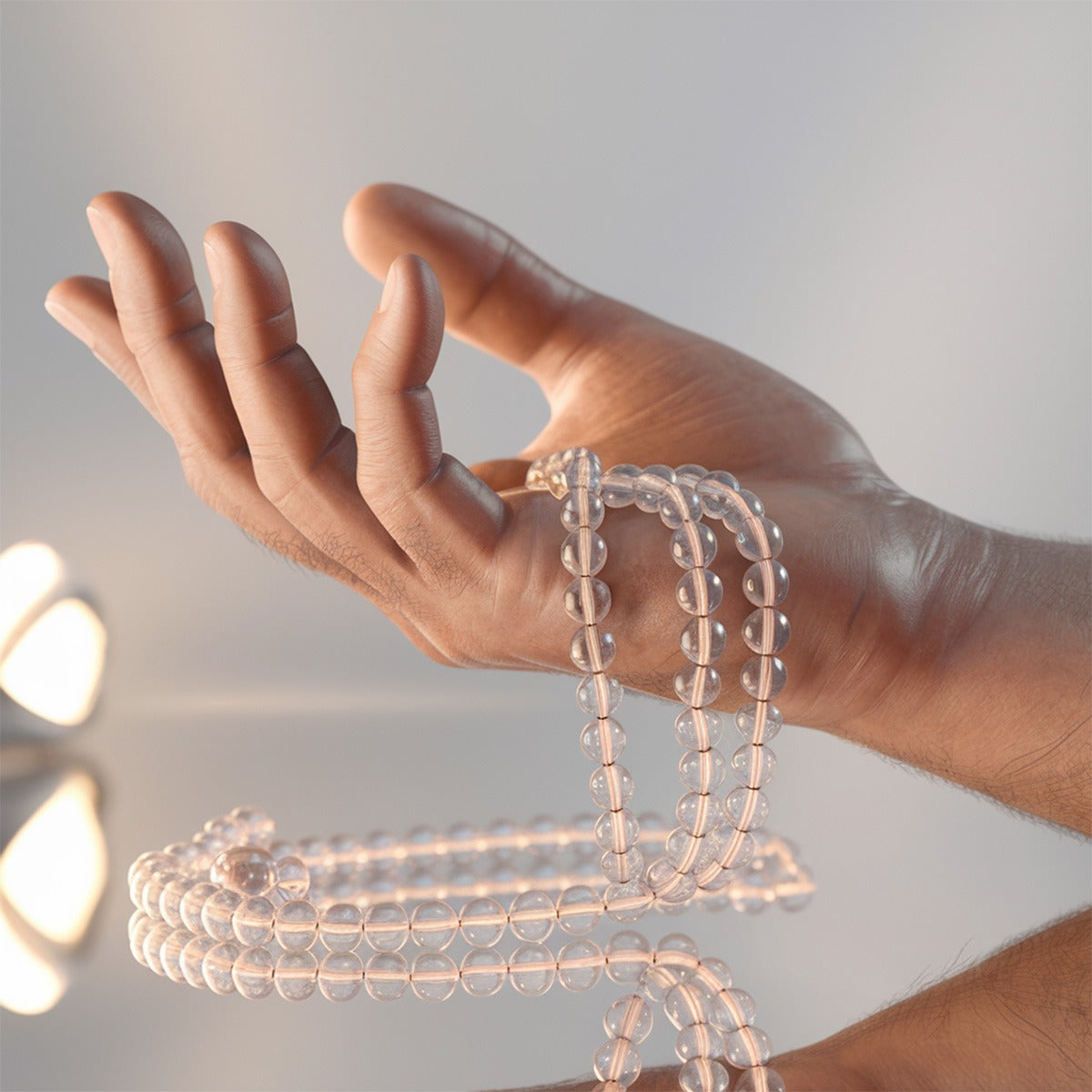 Paraayan Natural Pure Sphatik Mala with  108 Pure Crystal Beads | 6 mm Beads Size for Meditation, Puja Jaap Mala |Pack of 1