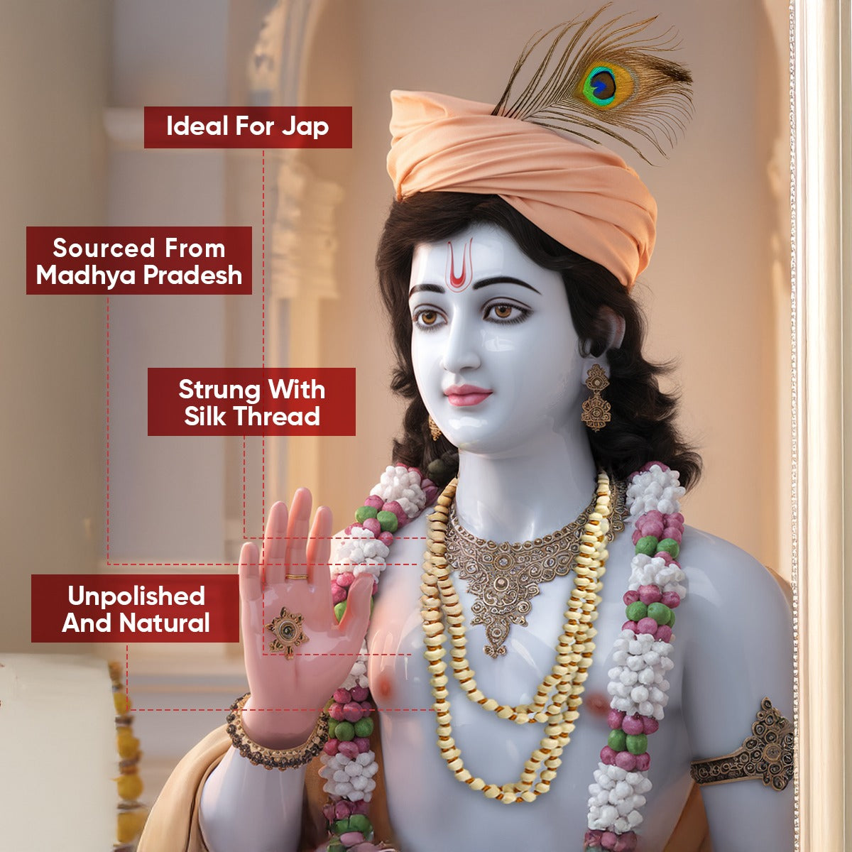 Paraayan Natural Pure Tulsi Mala with 108 Beads For Pooja| 7mm-Beads Size |Made from Pure Tulsi Beads |Best for  Meditation, Jaap Mala| Pack of 1