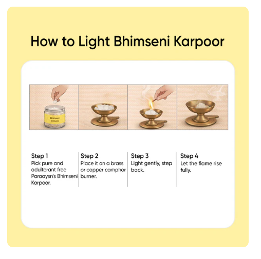Paraayan Shuddh Bhimseni Karpoor for Pooja 100g | Premium Natural Camphor for Hawan, Aarti, Deepak Lighting &amp; Spiritual Energy